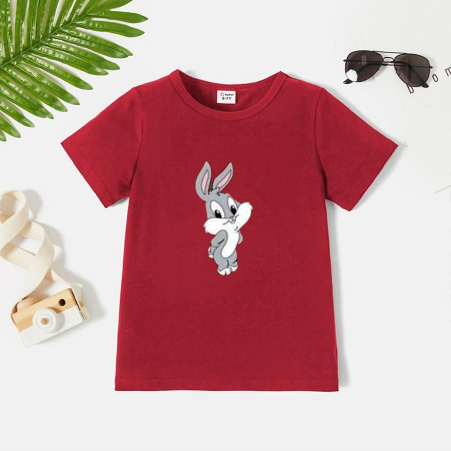 Cute Bunny Printed Cotton Half Sleeves O Neck T Shirt For Women - Oshi.pk - Buy & Sell Online