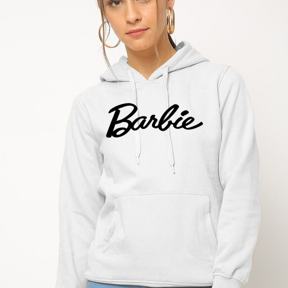 Barbie Printed White Hoodie For Women In Export Quality Fabric Guaranteed - Oshi.pk - Buy & Sell Online