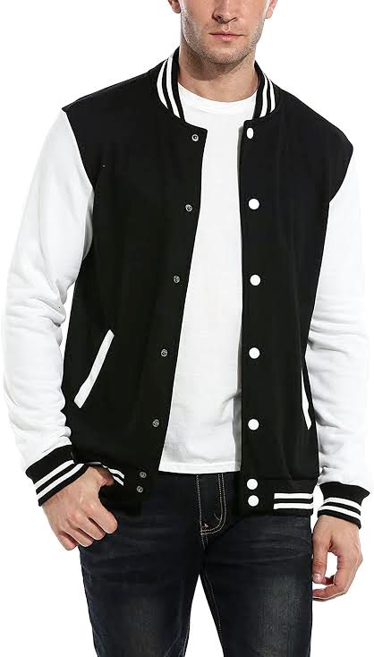 Baseball Contrast Varsity Coat Style Button Jacket For Men/Boys