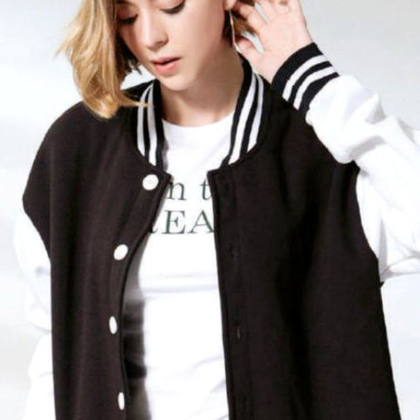 Baseball Contrast Varsity Coat Style Button Jacket For Women/Girls - Oshi.pk - Buy & Sell Online