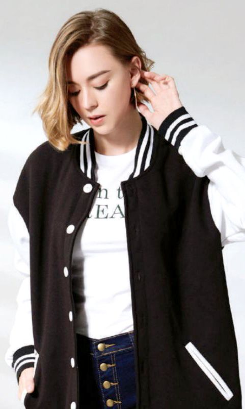 Baseball Contrast Varsity Coat Style Button Jacket For Women/Girls - Oshi.pk - Buy & Sell Online