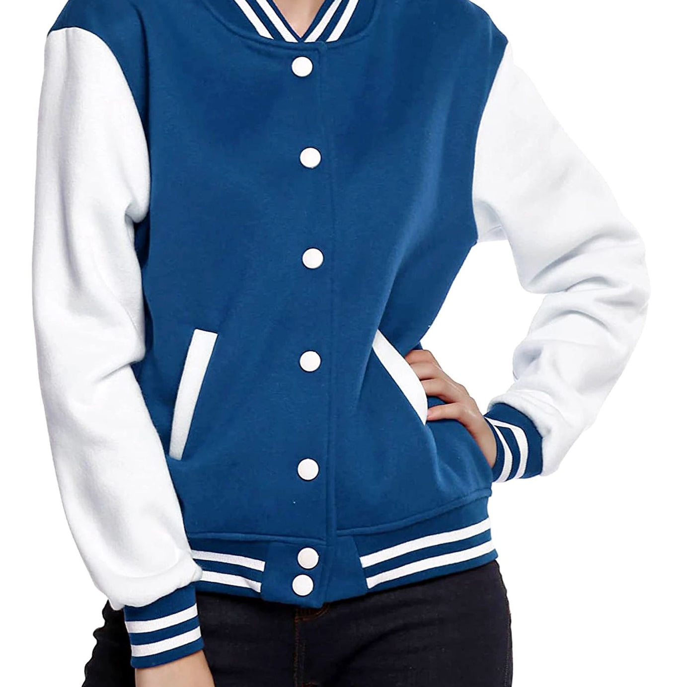Baseball Contrast Varsity Coat Style Button Jacket For Women/Girls - Oshi.pk - Buy & Sell Online