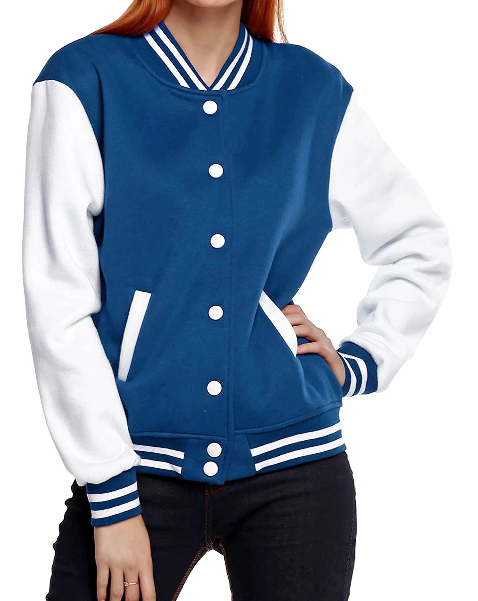 Baseball Contrast Varsity Coat Style Button Jacket For Women/Girls - Oshi.pk - Buy & Sell Online