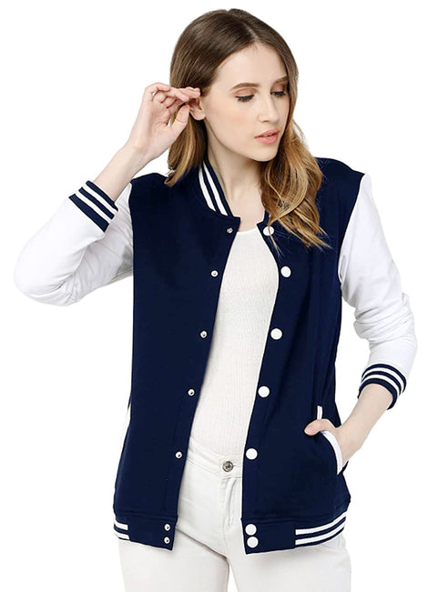 Baseball Contrast Varsity Coat Style Button Jacket For Women/Girls - Oshi.pk - Buy & Sell Online