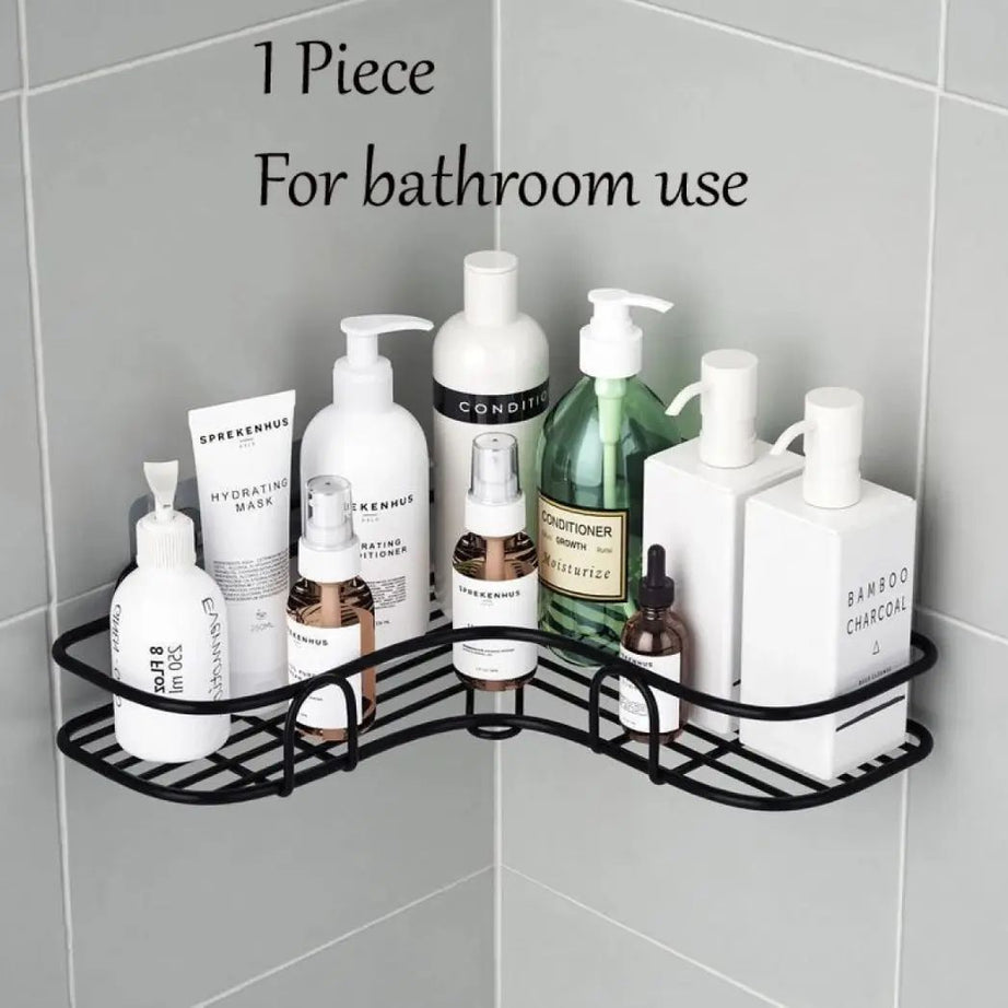 Bathroom Kitchen Punch Corner Frame Shower Shelf Wrought Iron Shampoo Storage Rack - Oshi.pk - Buy & Sell Online