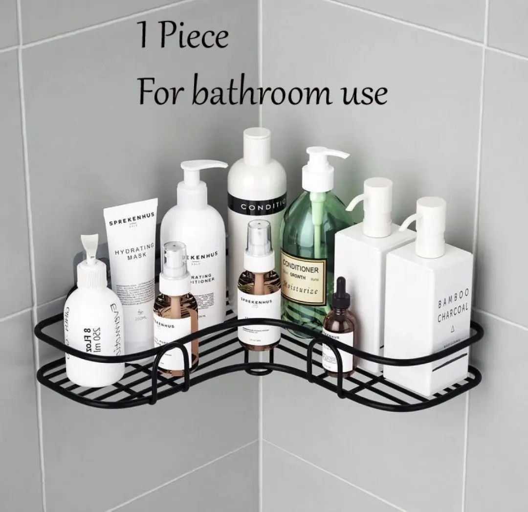 Bathroom Kitchen Punch Corner Frame Shower Shelf Wrought Iron Shampoo Storage Rack - Oshi.pk - Buy & Sell Online