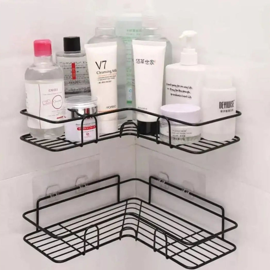 Bathroom Kitchen Punch Corner Frame Shower Shelf Wrought Iron Shampoo Storage Rack - Oshi.pk - Buy & Sell Online