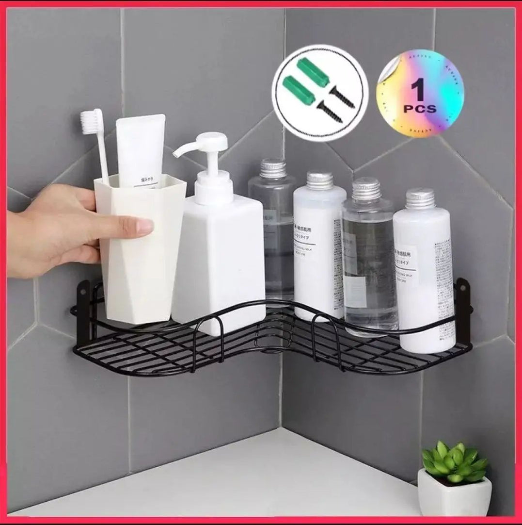 Bathroom Kitchen Punch Corner Frame Shower Shelf Wrought Iron Shampoo Storage Rack - Oshi.pk - Buy & Sell Online