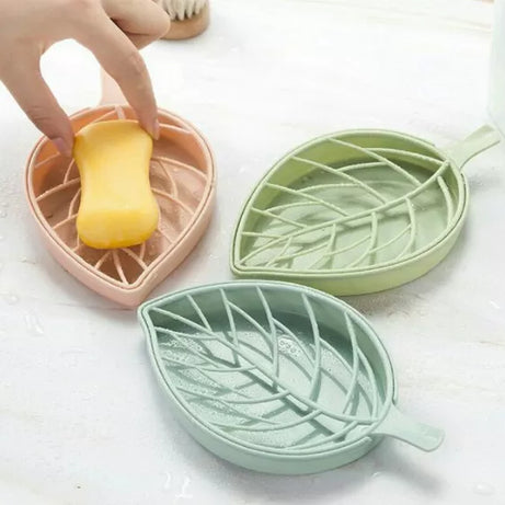 Bathroom Portable Double Layer Soap Box Cute Leaf Shaped Drain Travel Soap Holder - Oshi.pk - Buy & Sell Online
