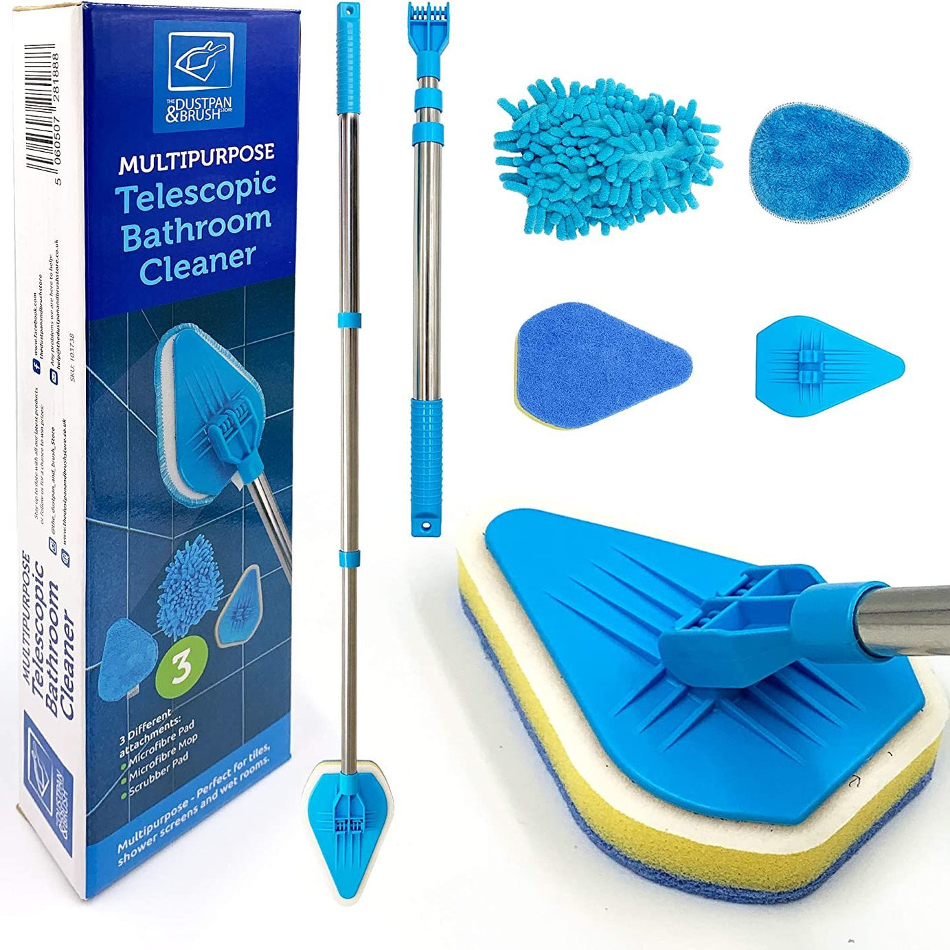 Bathroom Tile Cleaner Telescopic Shower Mop Extendable Bath Cleaning Scrubber Tool (New Telescopic Bathroom Cleaning Kit) - Oshi.pk - Buy & Sell Online