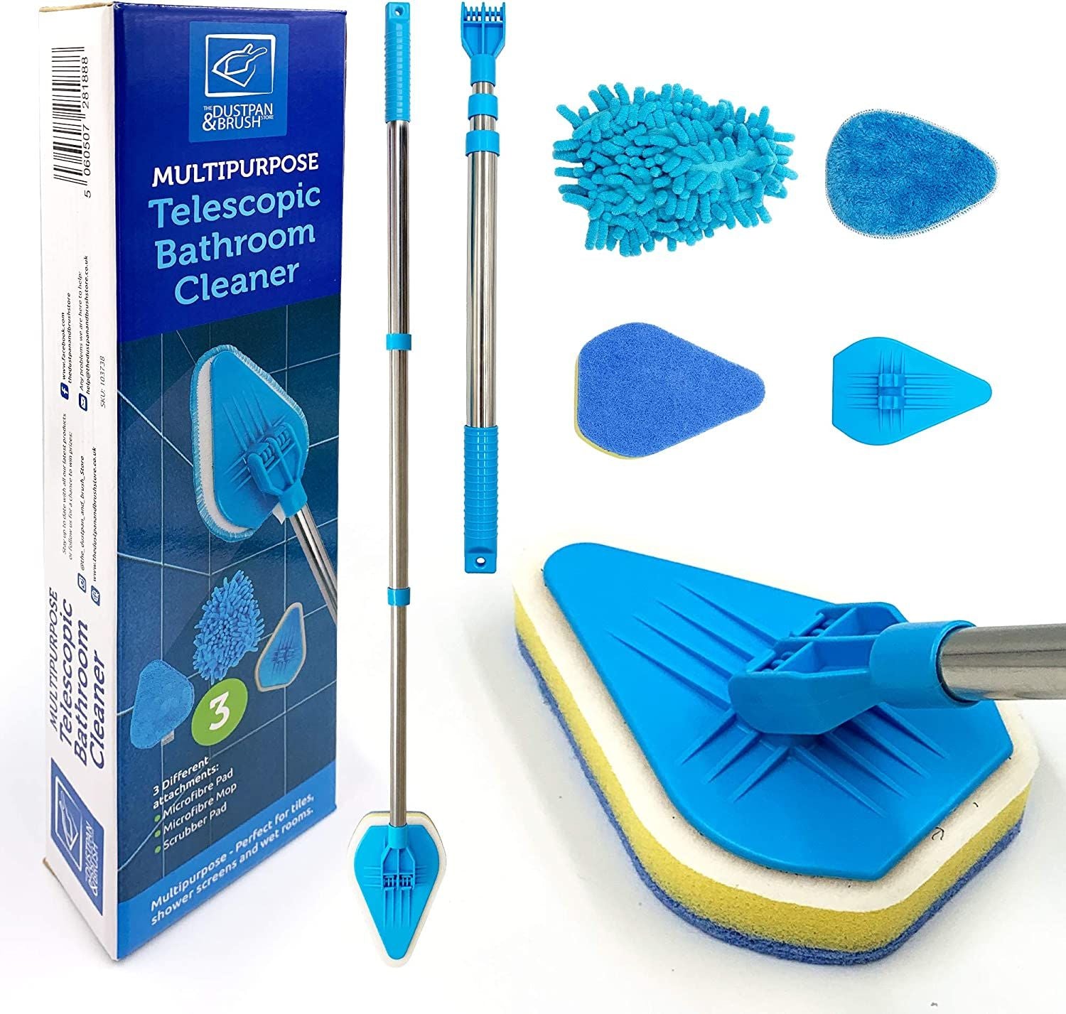 Bathroom Tile Cleaner Telescopic Shower Mop Extendable Bath Cleaning Scrubber Tool (New Telescopic Bathroom Cleaning Kit) - Oshi.pk - Buy & Sell Online