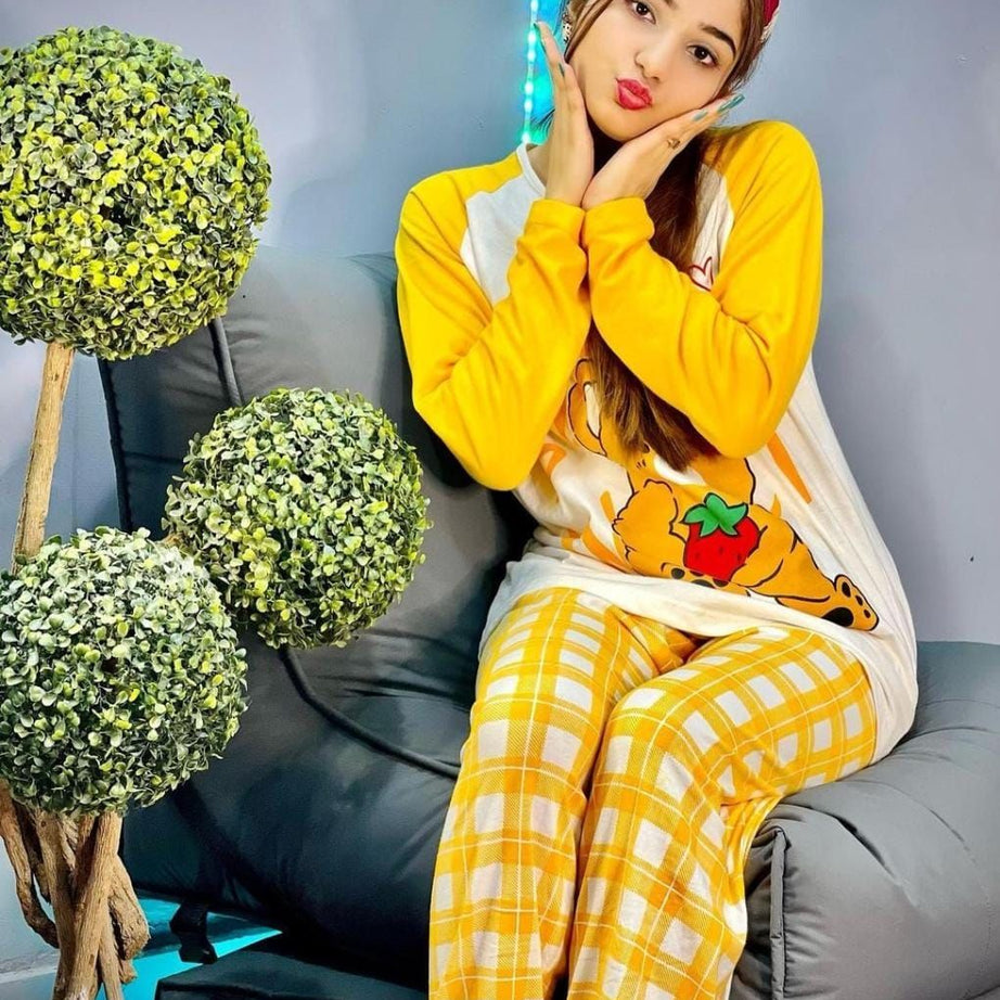 Bear Printed Shirt Trouser Night Dress For Her - Oshi.pk - Buy & Sell Online