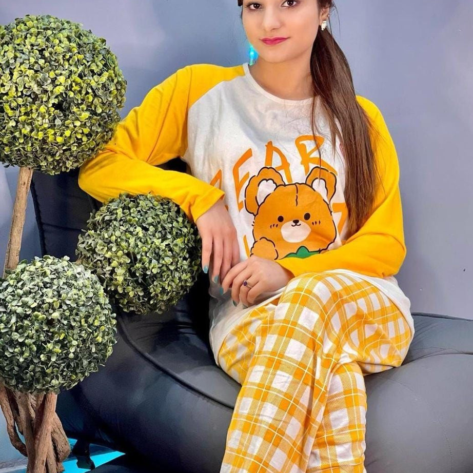 Bear Printed Shirt Trouser Night Dress For Her - Oshi.pk - Buy & Sell Online