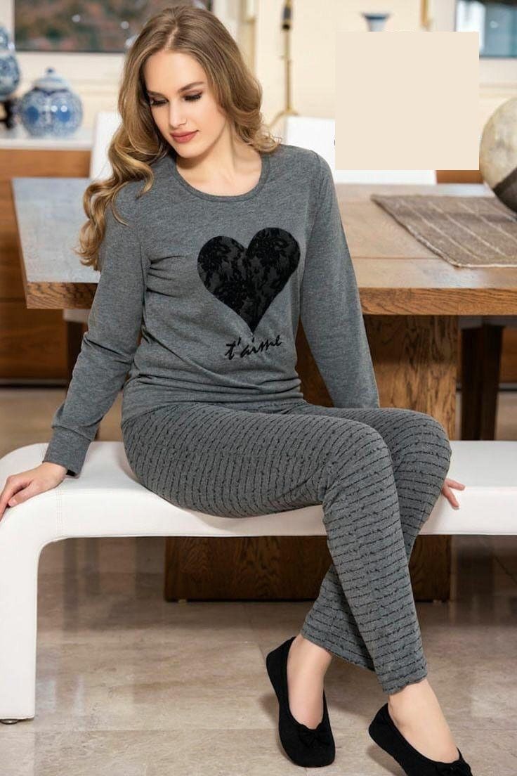 Heart Black Printed Shirt Trouser Night Dress For Her - Oshi.pk - Buy & Sell Online