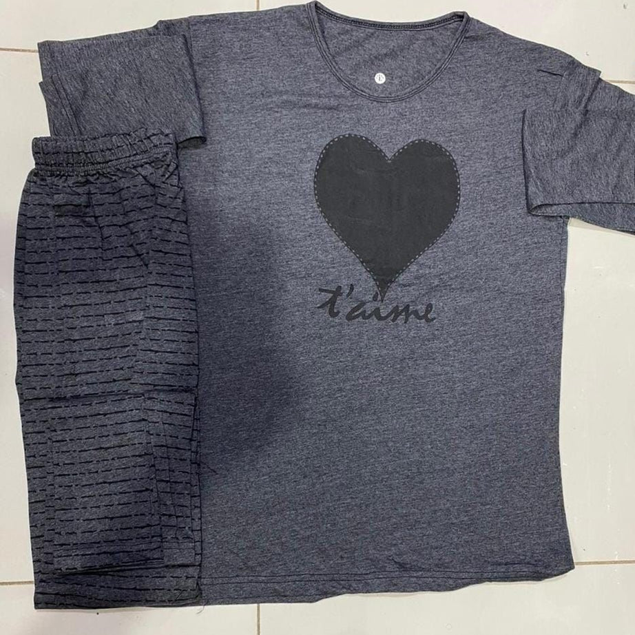 Heart Black Printed Shirt Trouser Night Dress For Her - Oshi.pk - Buy & Sell Online