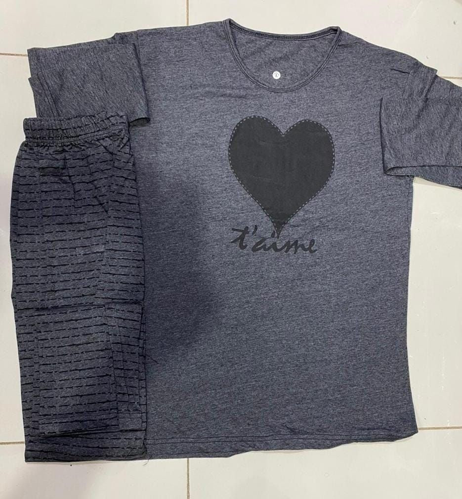 Heart Black Printed Shirt Trouser Night Dress For Her - Oshi.pk - Buy & Sell Online