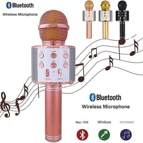 Best Microphone WS 858 for clear speaking professional karaoke speaker Wireless Bluetooth Hifi Speaker plus an original aux cable with mic - Oshi.pk - Buy & Sell Online