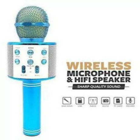 Best Microphone WS 858 for clear speaking professional karaoke speaker Wireless Bluetooth Hifi Speaker plus an original aux cable with mic - Oshi.pk - Buy & Sell Online