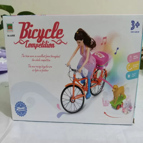 Bicycle Doll with Dog, Puppy and 2 Skates- Battery Operated-Light Music and Motion - Oshi.pk - Buy & Sell Online