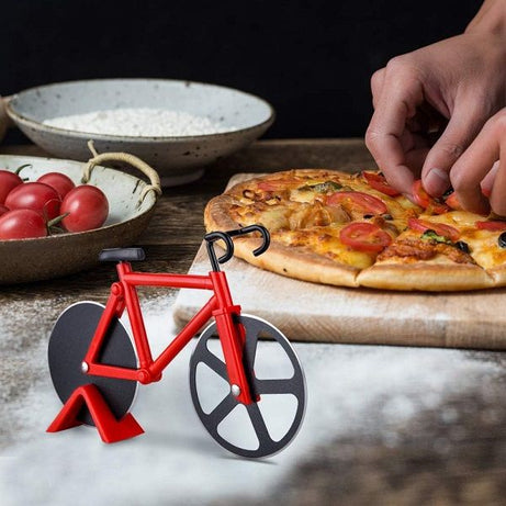 Bicycle Pizza Cutter Non-stick Dual Stainless Steel Cutting Wheels - Oshi.pk - Buy & Sell Online