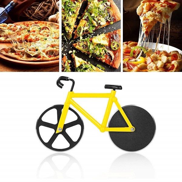 Bicycle Pizza Cutter Non-stick Dual Stainless Steel Cutting Wheels