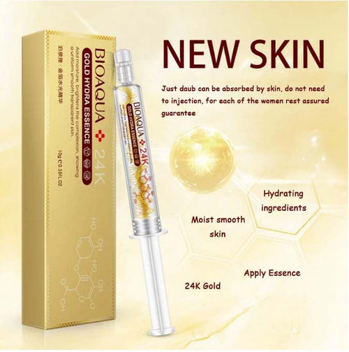 BIOAQUA 24K Gold Anti-aging Injection Serum Hydra Essence - Collagen Anti Wrinkle Face Liquid Serum 10ml - Oshi.pk - Buy & Sell Online