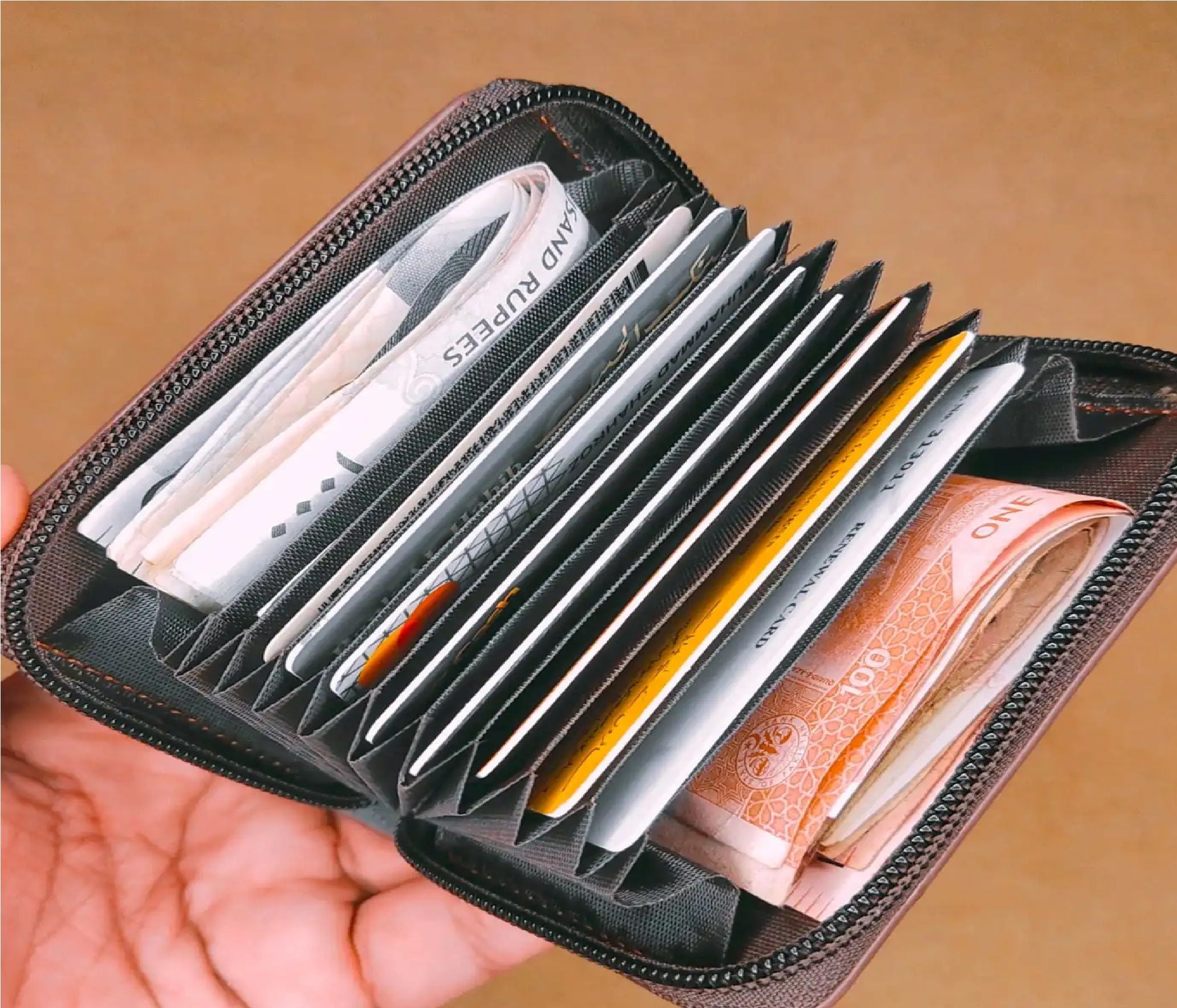 Bk's Men's Wallet Genuine PU Leather Card Holder RFID Blocking Zipper Pocket Men bag Multi-card zipper - Oshi.pk - Buy & Sell Online