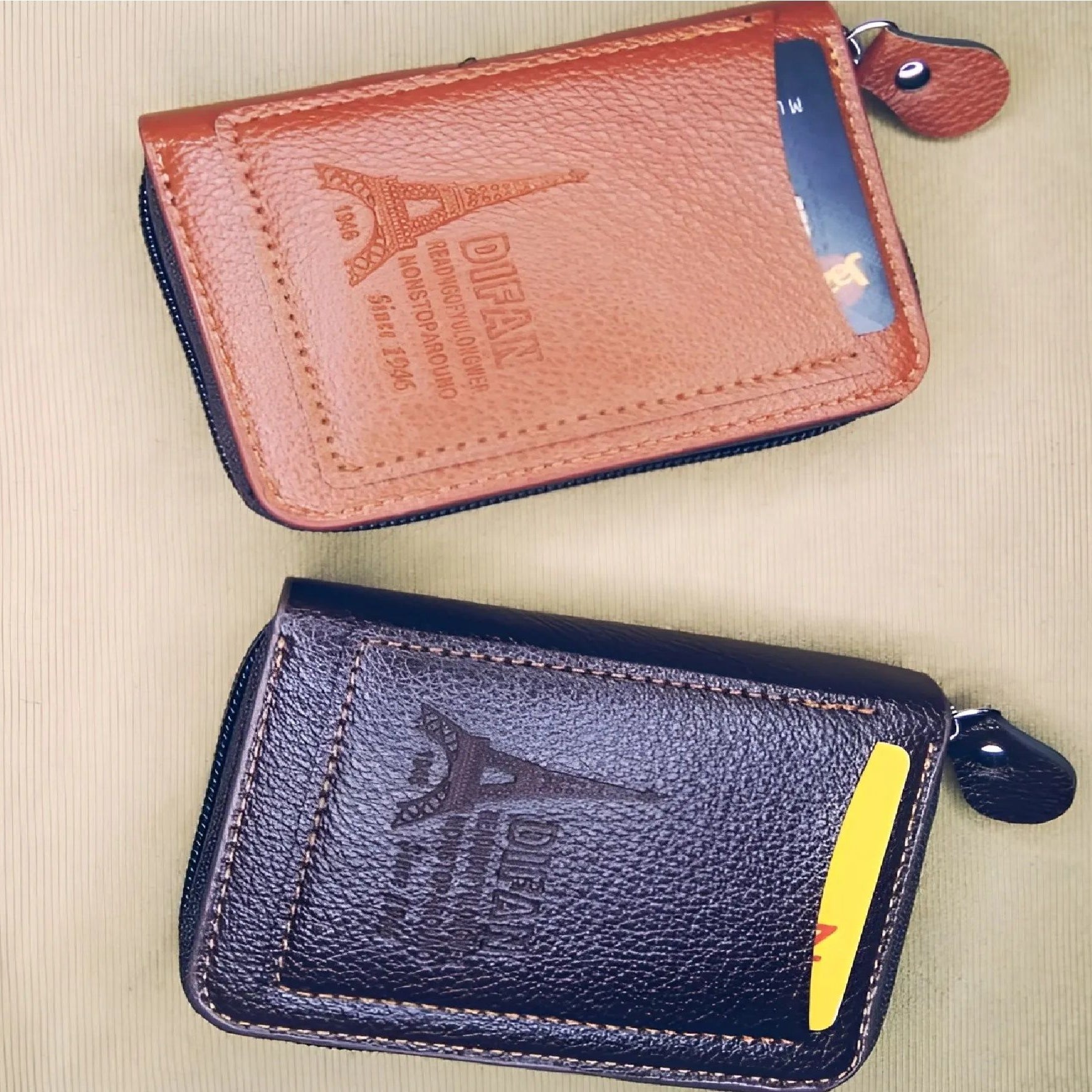 Bk's Men's Wallet Genuine PU Leather Card Holder RFID Blocking Zipper Pocket Men bag Multi-card zipper - Oshi.pk - Buy & Sell Online