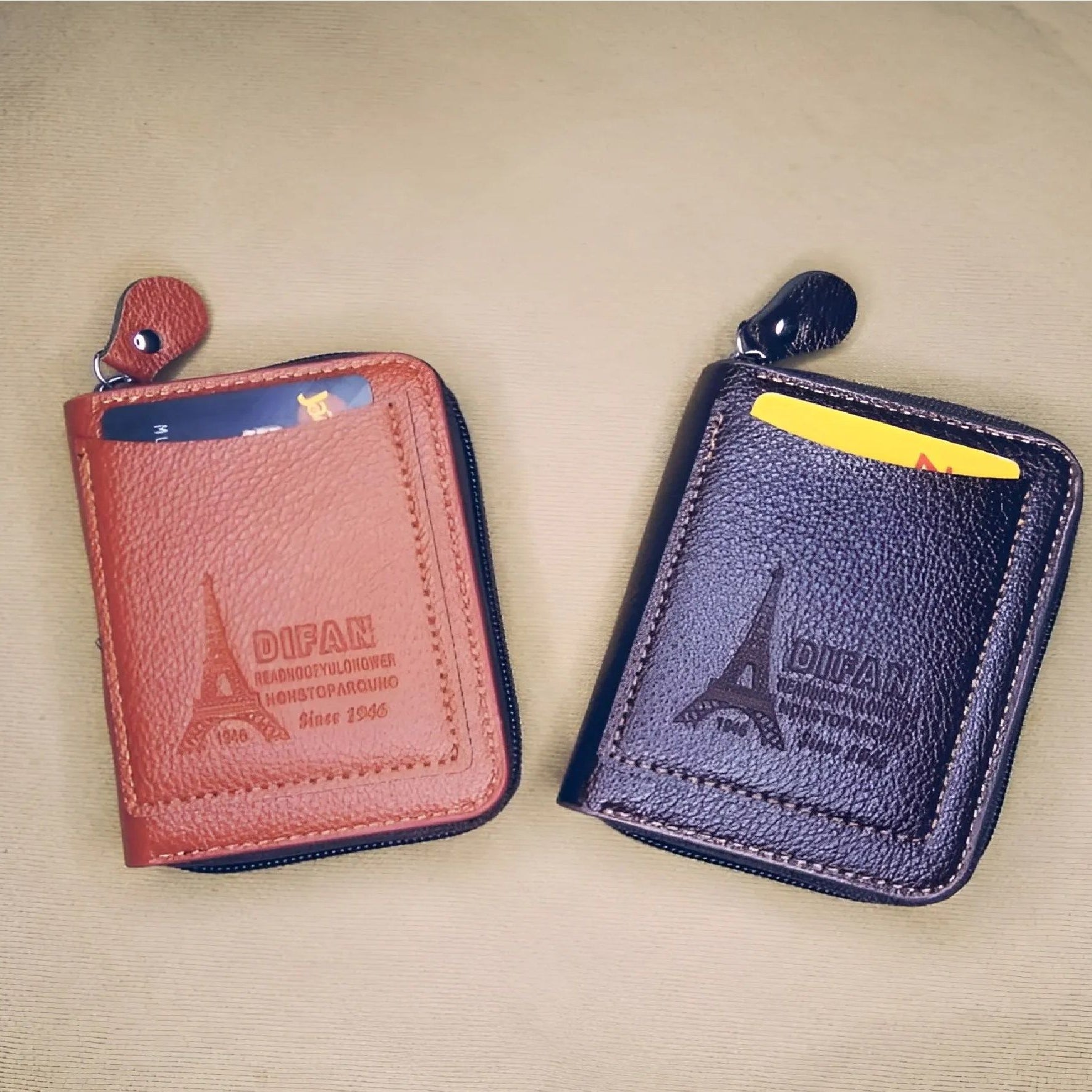 Bk's Men's Wallet Genuine PU Leather Card Holder RFID Blocking Zipper Pocket Men bag Multi-card zipper - Oshi.pk - Buy & Sell Online