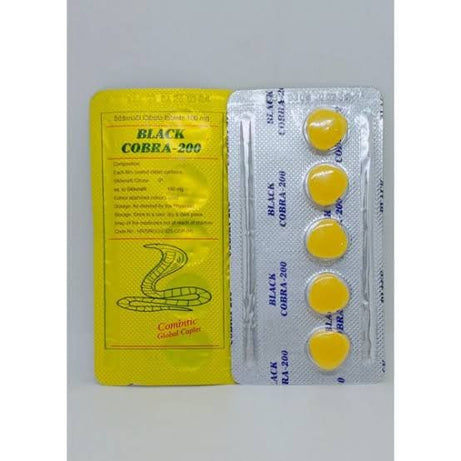 Original Black Cobra 200 Mens Timing 5 Tablets Strip