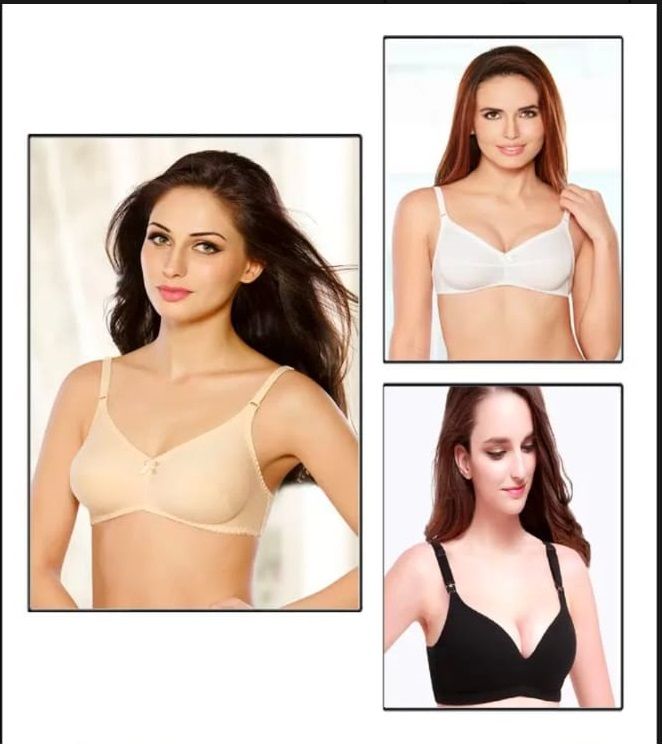 Pack Of 3 Best Quality Cotton Non Padded Bras For Women - Oshi.pk - Buy & Sell Online