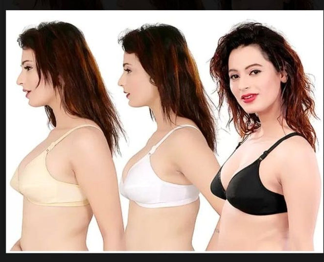 Pack Of 3 Best Quality Cotton Non Padded Bras For Women - Oshi.pk - Buy & Sell Online