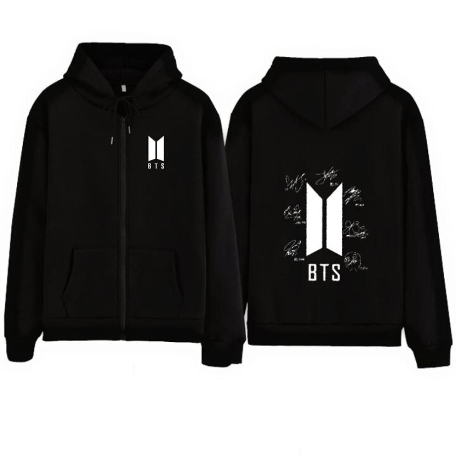 Black Fleece BTS Zipper Hoodies For Unisex