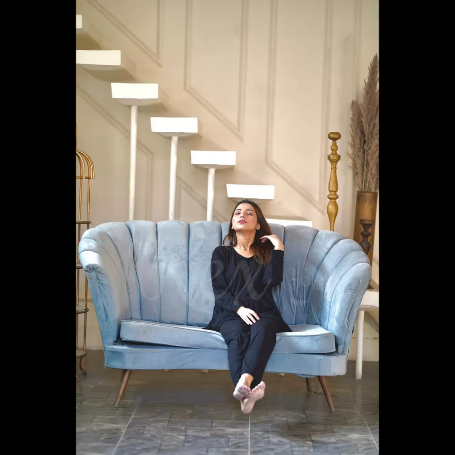 Black Frill Style T Shirt with Palazzo style pajama Full Sleeves Night Suit for her - Oshi.pk - Buy & Sell Online