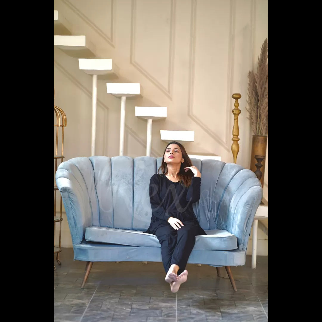 Black Frill Style T Shirt with Palazzo style pajama Full Sleeves Night Suit for her - Oshi.pk - Buy & Sell Online