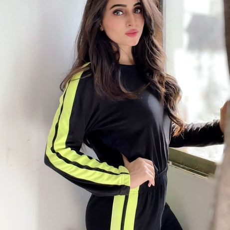 Black Gym Tracksuit with Stripes For Women - Oshi.pk - Buy & Sell Online