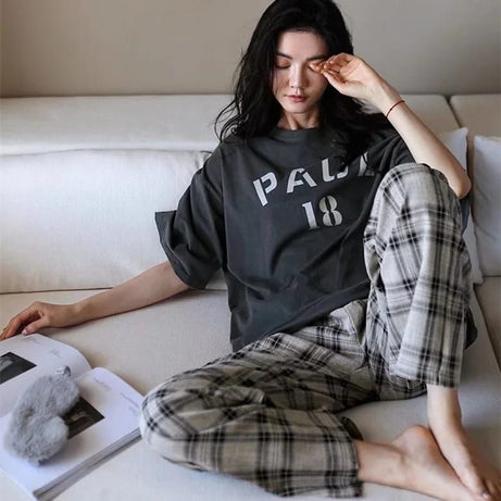 Grey Paul Printed Half Sleeves Tshirt and Pajama Home Wear - Oshi.pk - Buy & Sell Online