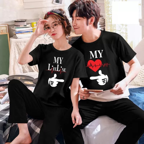 Black My Life Line Couple Night Dress ( 2 Suit ) - Oshi.pk - Buy & Sell Online