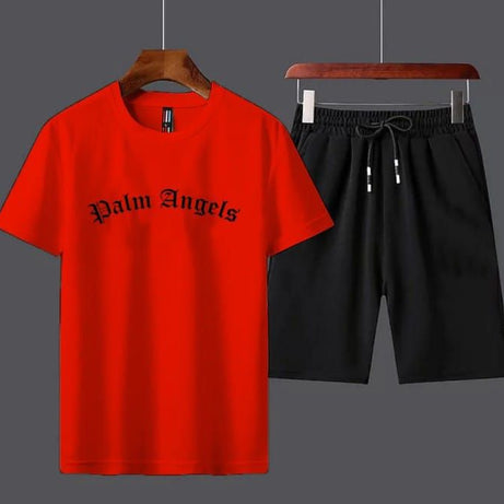 Red palm Angle printed gymwear t Shir short tracksuit for men and boys best reccomended article of summer collection - Oshi.pk - Buy & Sell Online