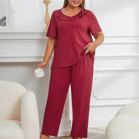 Maroon Neck Frill Style Half Sleeves Home Wear - Oshi.pk - Buy & Sell Online