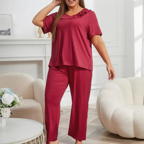 Maroon Neck Frill Style Half Sleeves Home Wear - Oshi.pk - Buy & Sell Online