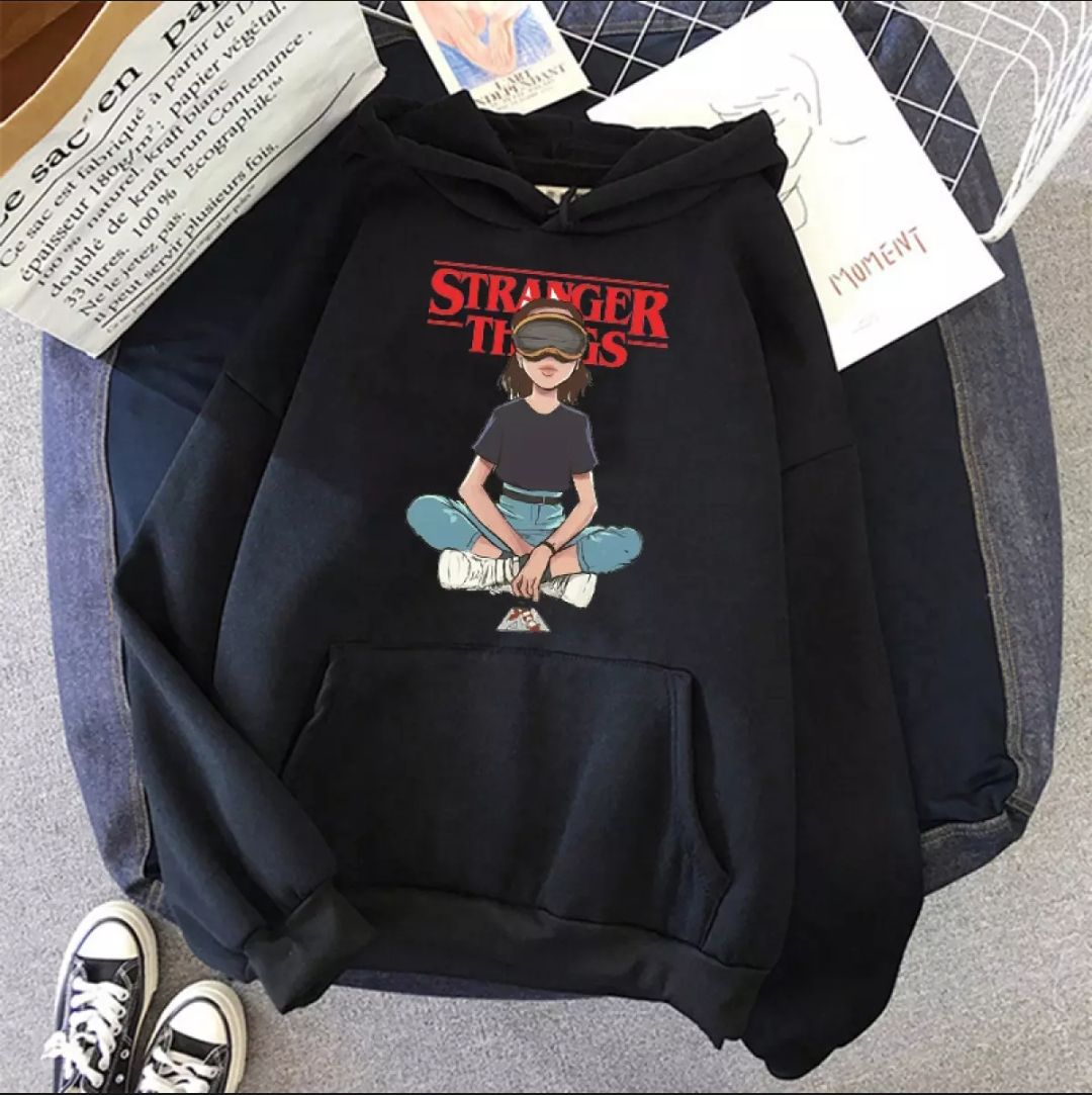 Stranger things Black printed pullover hoodie for women - Oshi.pk - Buy & Sell Online