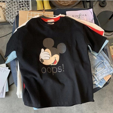 Black T Shirt For Ladies Women & Girls Mickey mouse Printed Round Neck half Sleeves Best Quality For Casual Wear Cotton - Oshi.pk - Buy & Sell Online