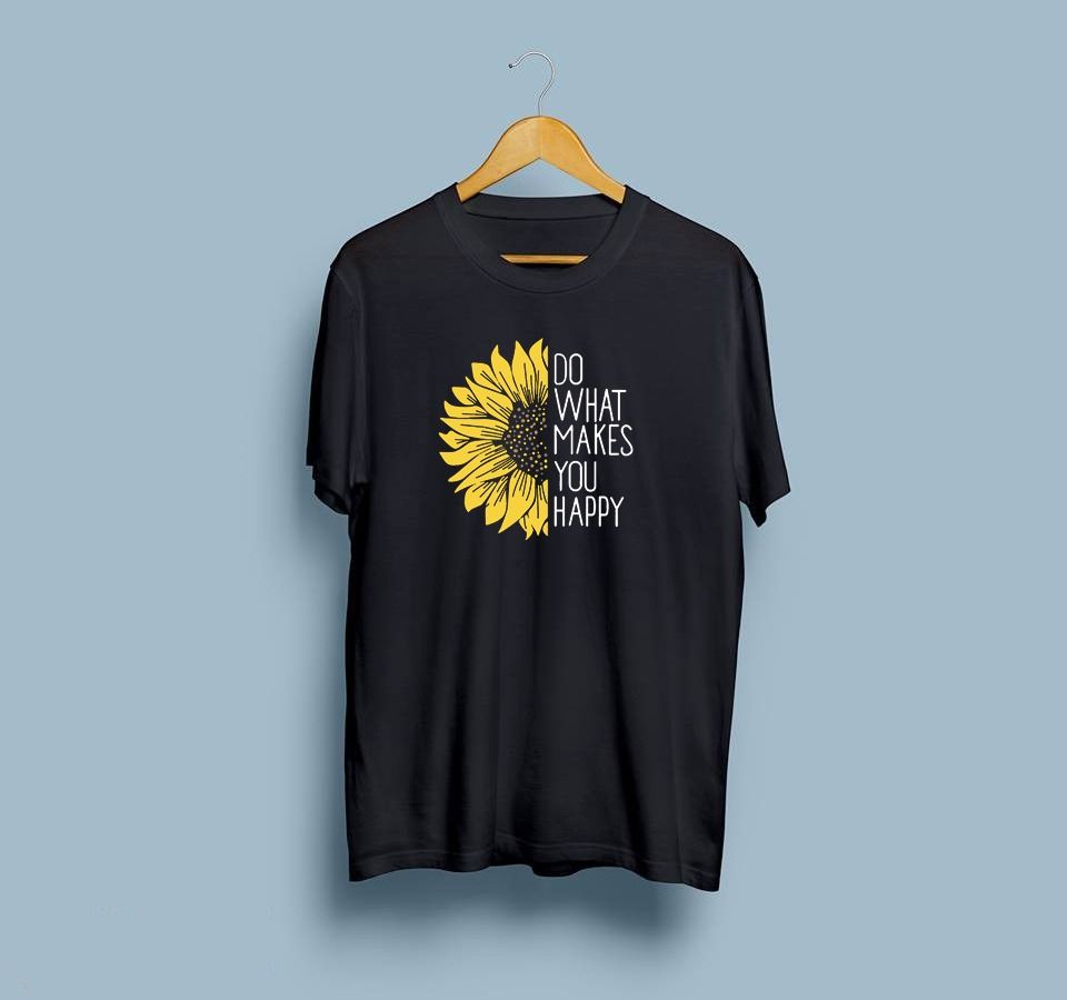 Black T Shirt for Women n Girls Summer collection in stylish New SUNFLOWER printed round neck half sleeves T shirt - Oshi.pk - Buy & Sell Online