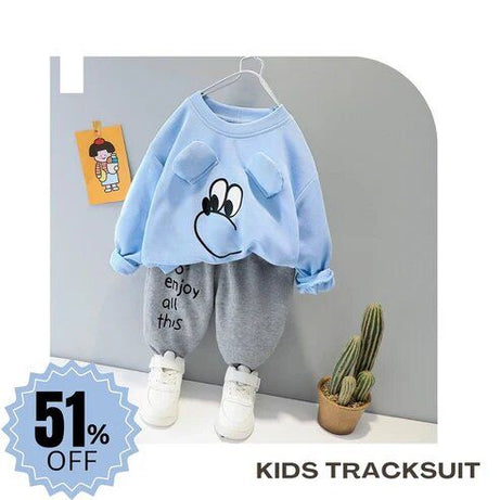 Blue Mickey Print Sweatshirt With Trouser Tracksuit For Kids