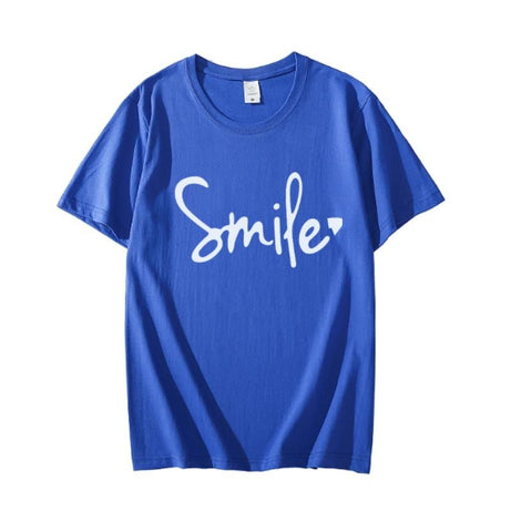 Blue T Shirt For Girls new and stylish design smile Print Summer Wear Round Neck Half Sleeves Shirt - Oshi.pk - Buy & Sell Online