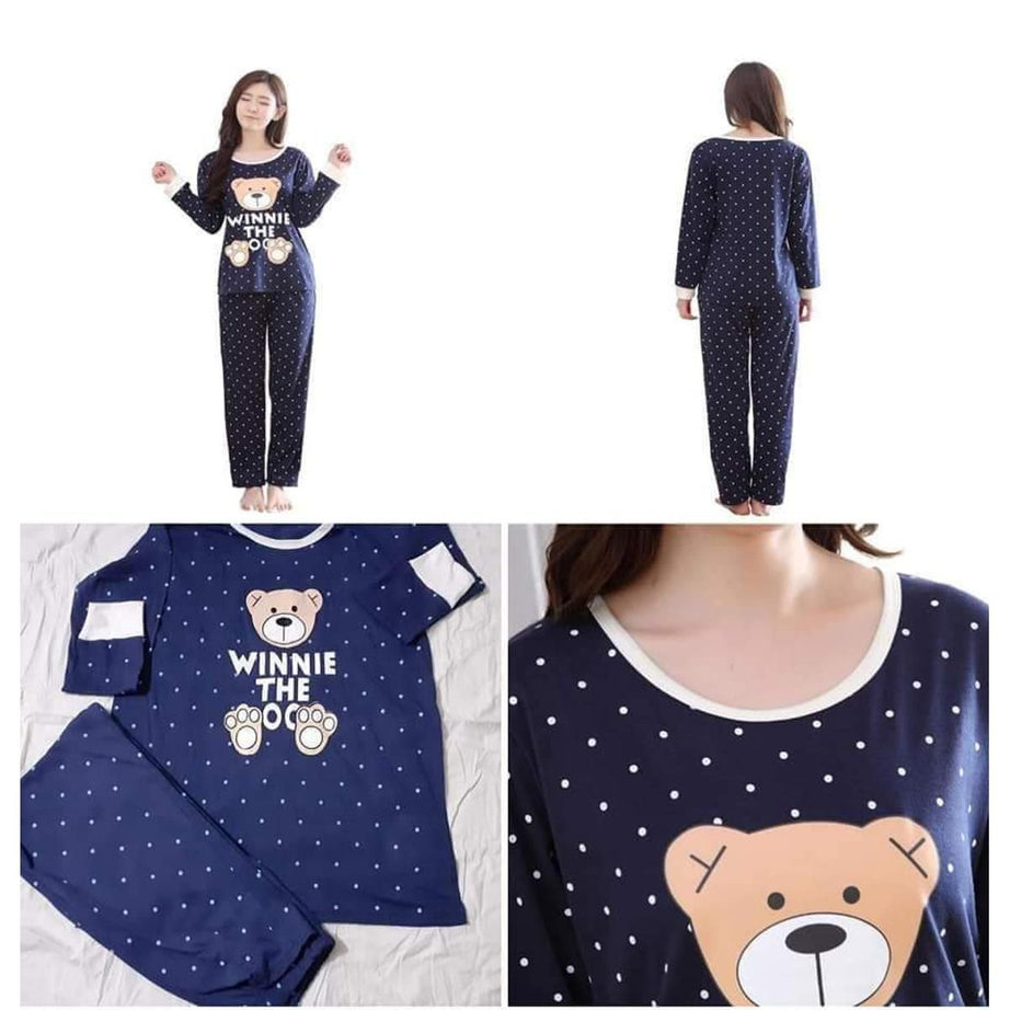 Blue Winnie with Dotted Style Pajama Full sleeves night suit for her - Oshi.pk - Buy & Sell Online