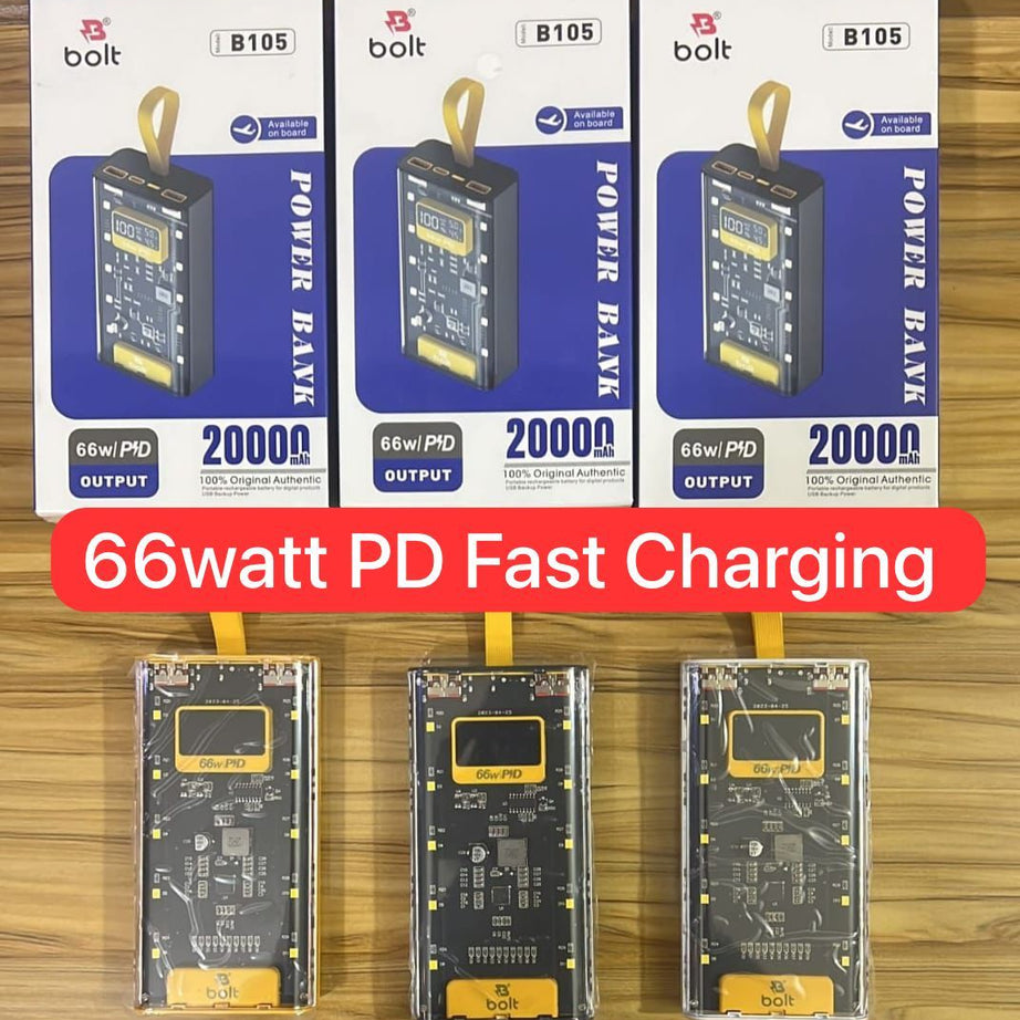 Bolt PowerBank B105 66watt PD Fast Charging Complete 20,000 mah - Oshi.pk - Buy & Sell Online