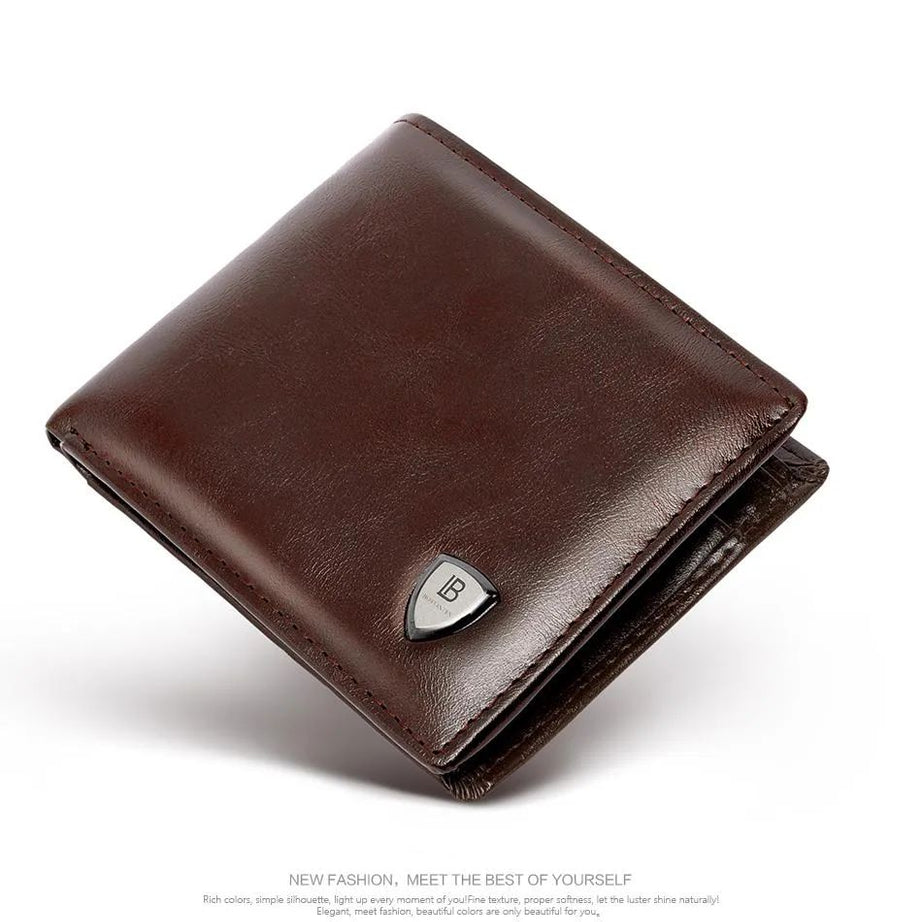 BOSTANTEN Men's PU Leather Tri-fold Wallet Clasp and Zipper Coin Purse Wallet For Men - Oshi.pk - Buy & Sell Online