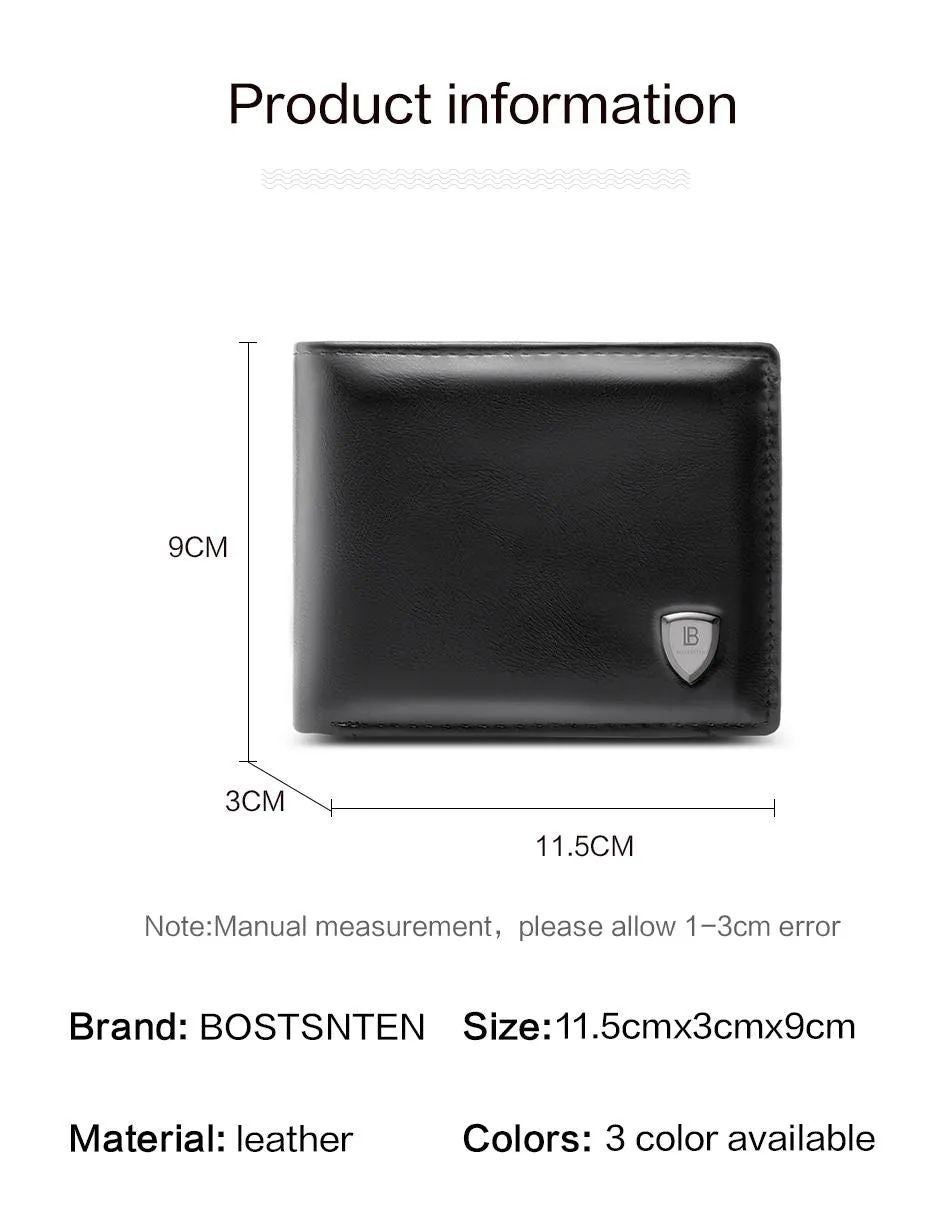 BOSTANTEN Men's PU Leather Tri-fold Wallet Clasp and Zipper Coin Purse Wallet For Men - Oshi.pk - Buy & Sell Online